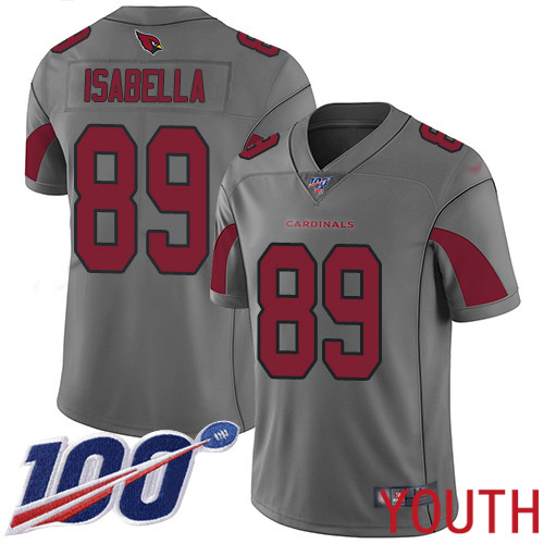 Arizona Cardinals Limited Silver Youth Andy Isabella Jersey NFL Football #89 100th Season Inverted Legend->youth nfl jersey->Youth Jersey